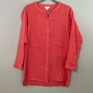 Pure Jill Coral Button Up Blouse